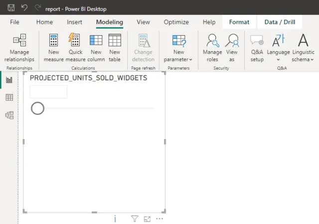 Screenshot of the new slicer automatically displayed in the Report view in Power BI.